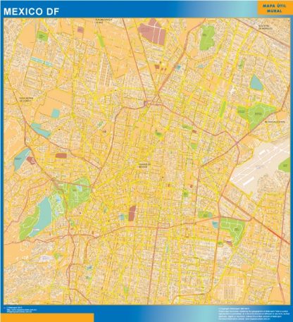 Mapa Mexico Df en Mexico enmarcado plastificado 