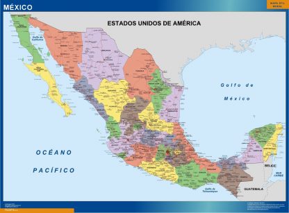 Mapa Mexico Politico enmarcado plastificado 