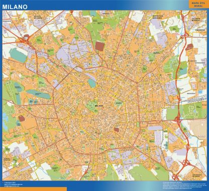 Mapa Milano enmarcado plastificado 