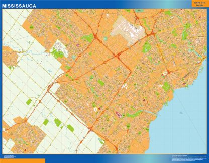 Mapa Mississauga en Canada enmarcado plastificado 