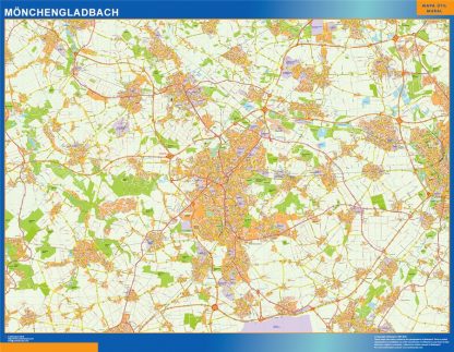 Mapa Monchengladbach en Alemania enmarcado plastificado 