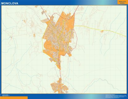 Mapa Monclova en Mexico enmarcado plastificado 