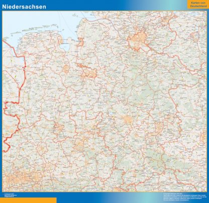 Mapa Niedersachsen enmarcado plastificado 