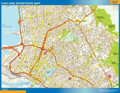 Mapa Oakland downtown enmarcado plastificado 