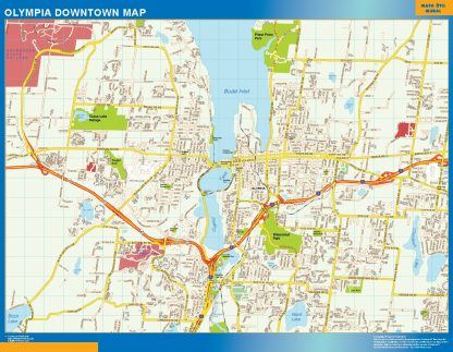 Mapa Olympia downtown enmarcado plastificado 