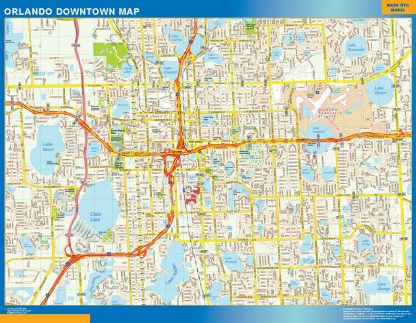 Mapa Orlando downtown enmarcado plastificado 