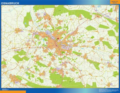 Mapa Osnabruck en Alemania enmarcado plastificado 