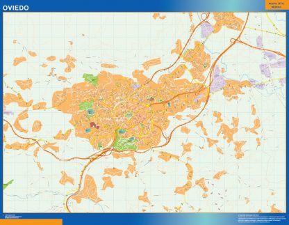 Mapa Oviedo callejero enmarcado plastificado 