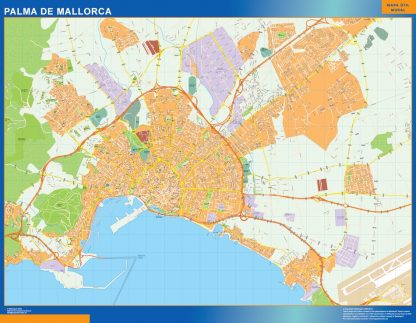 Mapa Palma Mallorca callejero enmarcado plastificado 