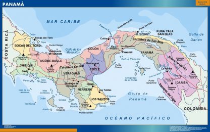 Mapa Panama enmarcado plastificado 