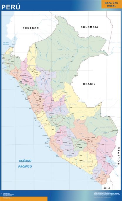 Mapa Peru enmarcado plastificado 