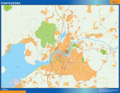 Mapa Pontevedra callejero enmarcado plastificado 