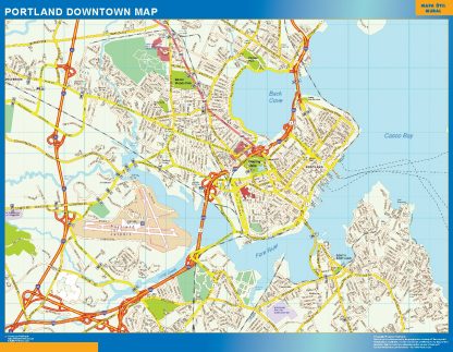 Mapa Portland downtown enmarcado plastificado 