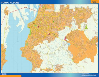 Mapa Porto Alegre Brasil enmarcado plastificado 