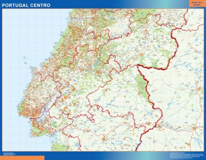 Mapa Portugal centro carreteras enmarcado plastificado 