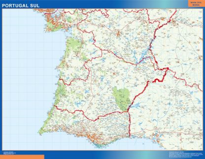 Mapa Portugal sur carreteras enmarcado plastificado 