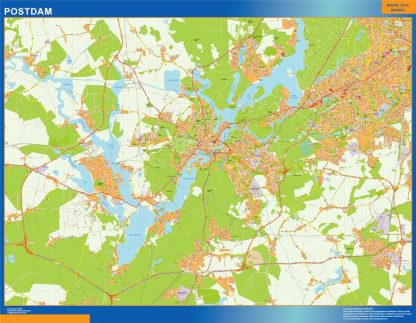 Mapa Postdam en Alemania enmarcado plastificado 