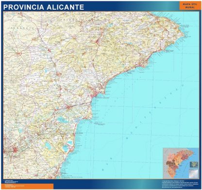 Mapa Provincia Alicante enmarcado plastificado 