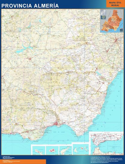 Mapa Provincia Almeria enmarcado plastificado 