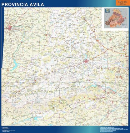 Mapa Provincia Avila enmarcado plastificado 