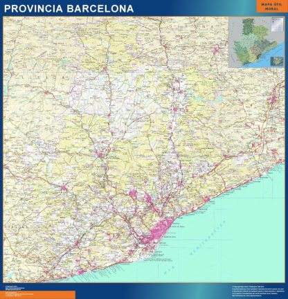 Mapa Provincia Barcelona enmarcado plastificado 