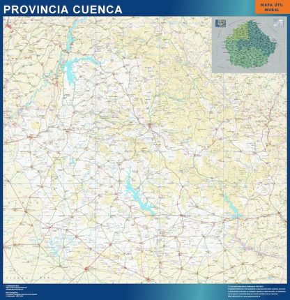 Mapa Provincia Cuenca enmarcado plastificado 