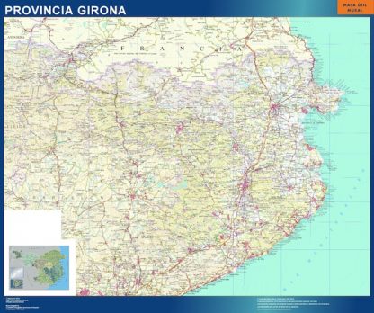 Mapa Provincia Girona enmarcado plastificado 