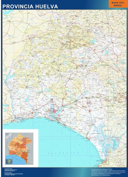 Mapa Provincia Huelva enmarcado plastificado 