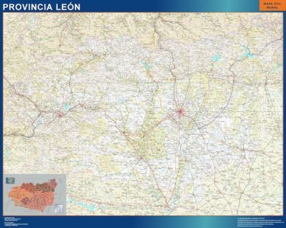 Mapa Provincia Leon enmarcado plastificado 