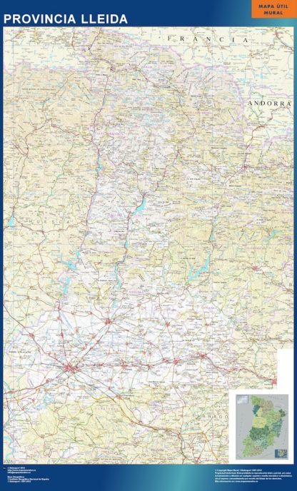 Mapa Provincia Lleida enmarcado plastificado 