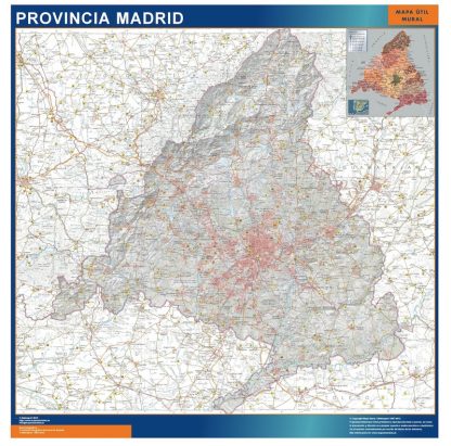 Mapa Provincia Madrid enmarcado plastificado 