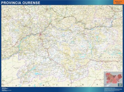 Mapa Provincia Ourense enmarcado plastificado 