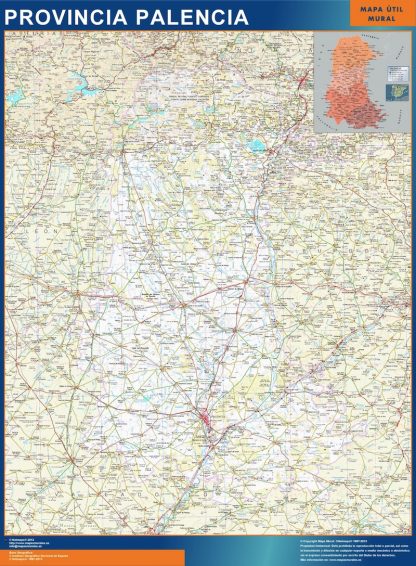 Mapa Provincia Palencia enmarcado plastificado 