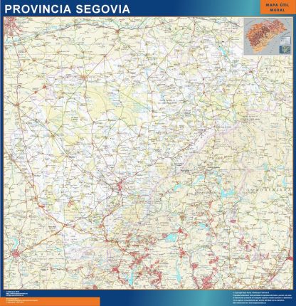 Mapa Provincia Segovia enmarcado plastificado 