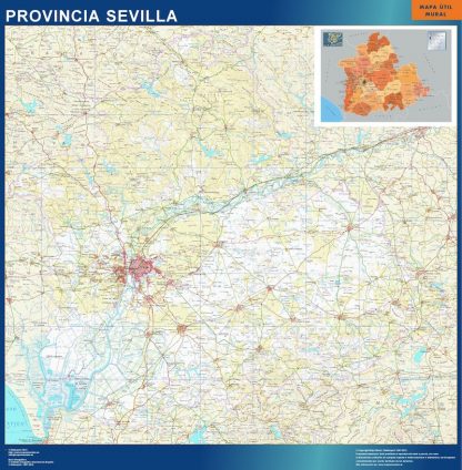 Mapa Provincia Sevilla enmarcado plastificado 