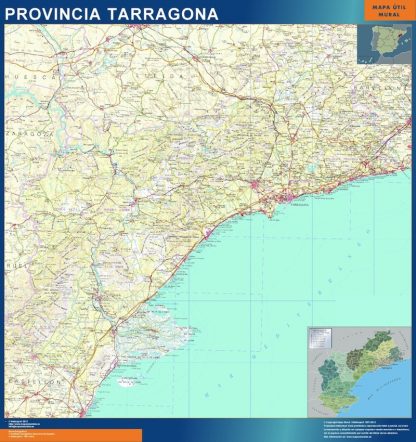 Mapa Provincia Tarragona enmarcado plastificado 