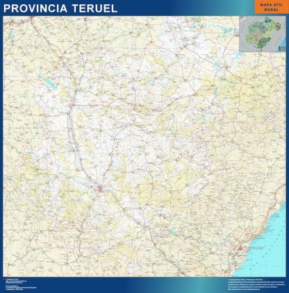 Mapa Provincia Teruel enmarcado plastificado 