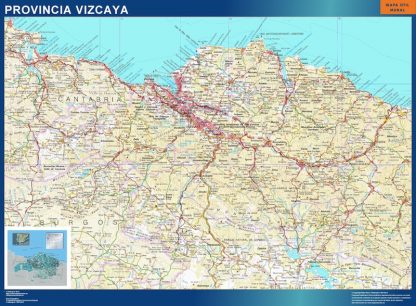 Mapa Provincia Vizcaya enmarcado plastificado 