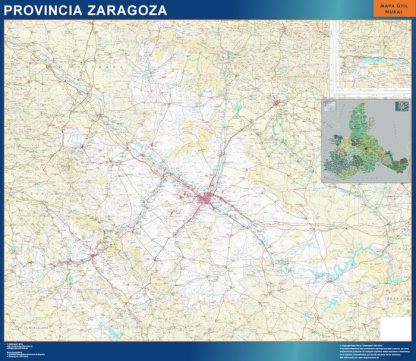 Mapa Provincia Zaragoza enmarcado plastificado 