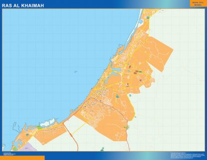 Mapa Ras Al Khaimah enmarcado plastificado 