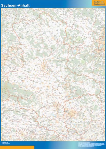 Mapa Sachsen-Anhalt enmarcado plastificado 