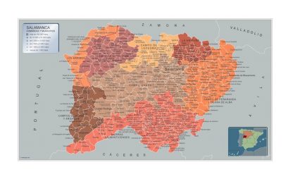 Mapa Salamanca por municipios enmarcado plastificado 