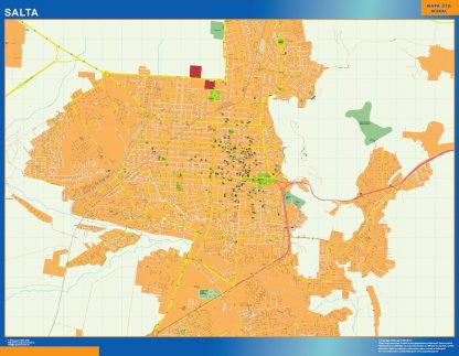 Mapa Salta en Argentina enmarcado plastificado 