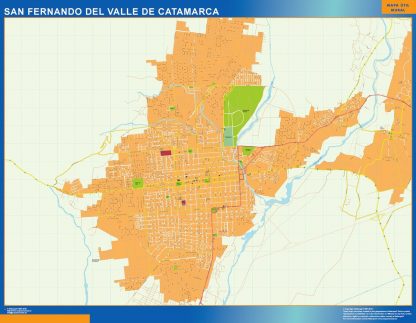 Mapa San Fernando del Valle Catamarca en Argentina enmarcado plastificado 