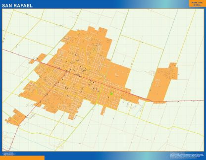 Mapa San Rafael en Argentina enmarcado plastificado 