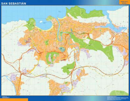 Mapa San Sebastian callejero enmarcado plastificado 