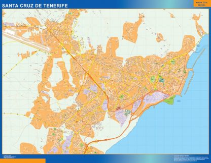 Mapa Santa Cruz Tenerife callejero enmarcado plastificado 