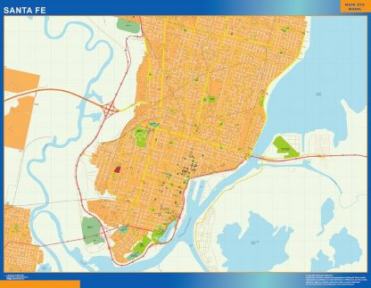 Mapa Santa Fe en Argentina enmarcado plastificado 