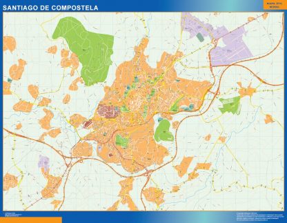 Mapa Santiago De Compostela callejero enmarcado plastificado 