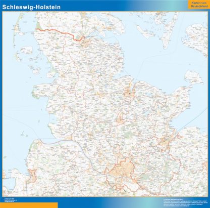 Mapa Schleswig-Holstein enmarcado plastificado 